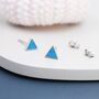 Sterling Silver Turquoise Blue Triangle Stud Earrings, thumbnail 1 of 12