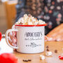 Personalised Christmas Hot Chocolate Enamel Mug, thumbnail 1 of 3