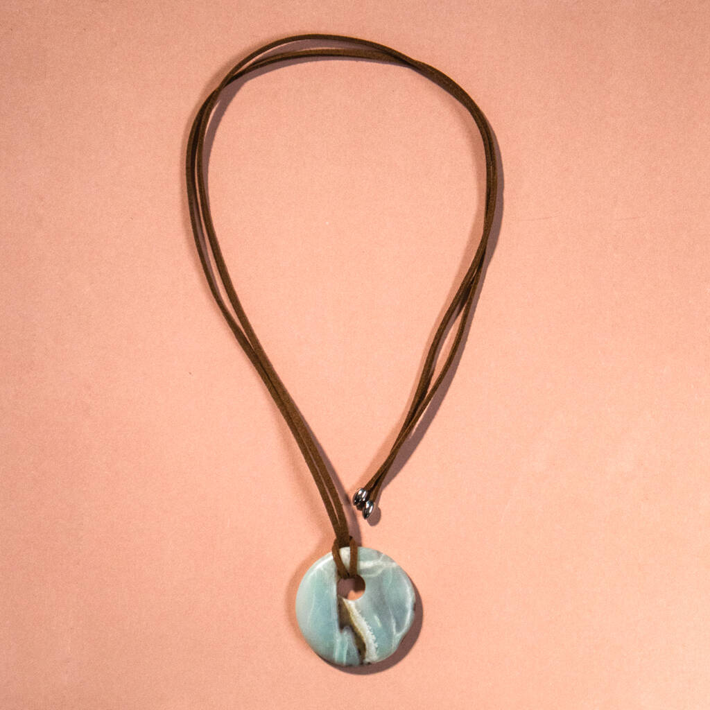 Amazonite Gemstone Cord Long Pendant Necklace, 1 of 4