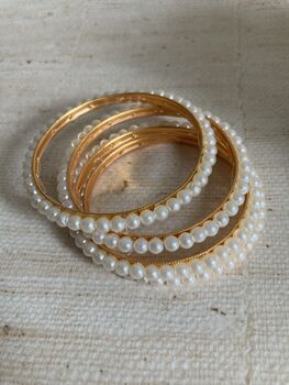 Indian Gold Plated Pearl Bangle Set Two.Eight, 3 of 3