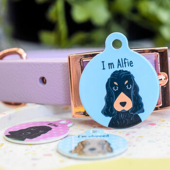 Cocker Spaniel Personalised Illustrated Dog ID Name Tag, 8 of 12