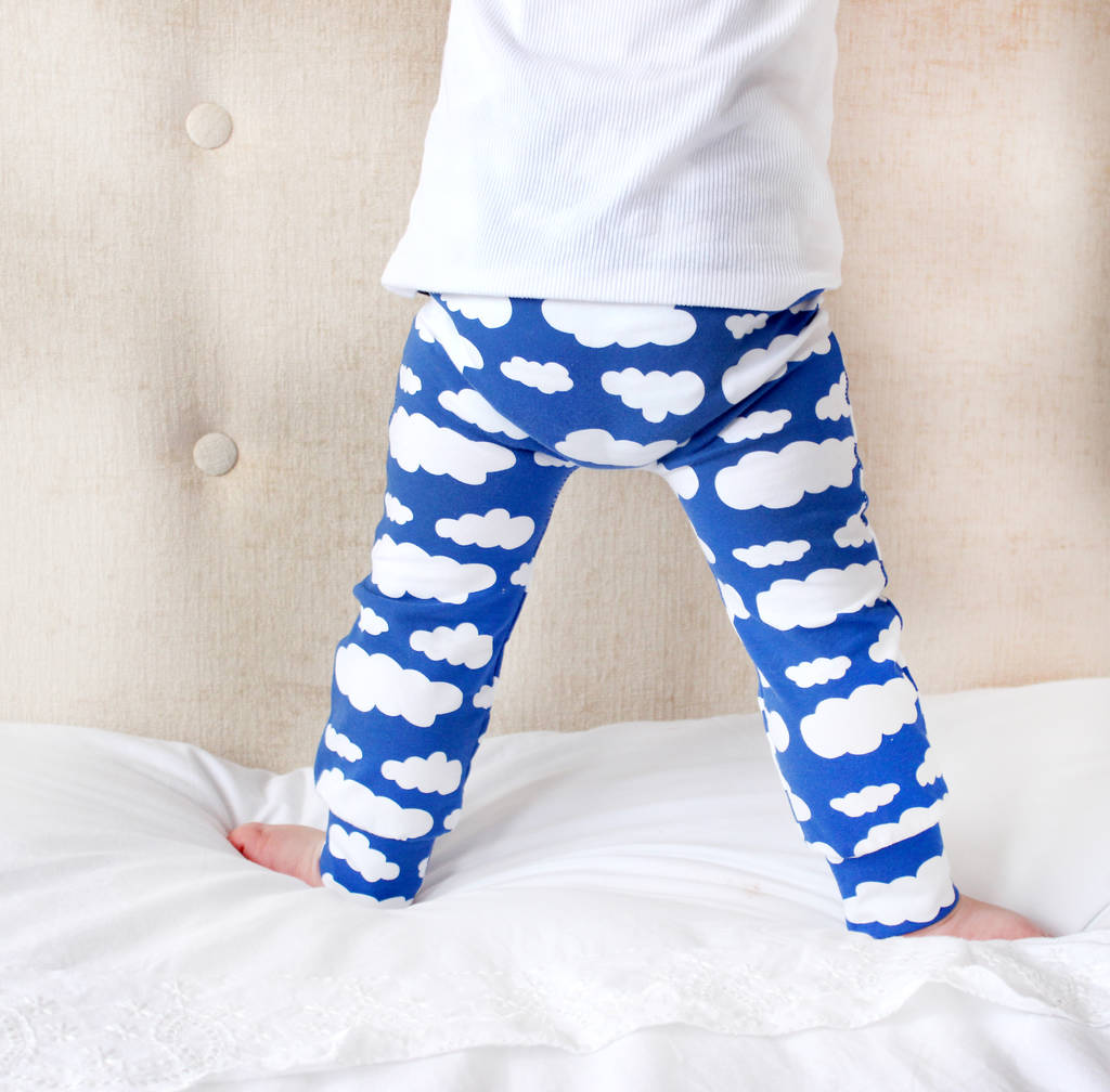 blue cloud child and baby leggings by fred & noah