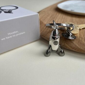 Silver And Grey Space Rocket Keyring, 2 of 2