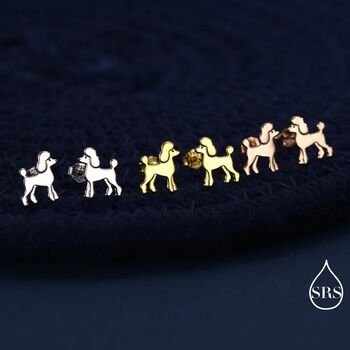 Sterling Silver Poodle Dog Stud Earrings, 2 of 12