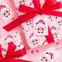 Gingham Panda Claus Christmas Wrapping Paper Set, thumbnail 2 of 5