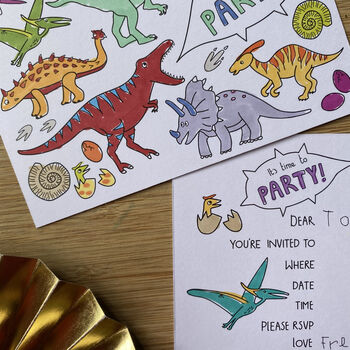 Dinosaur Party Invitations To Colour In, 2 of 5