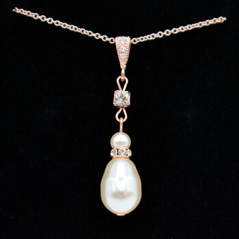 Long Teardrop Pearl Pendant Necklace, 2 of 5