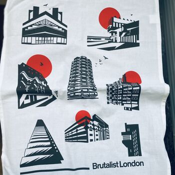 Brutalist London Screen Printed Tea Towel, 4 of 7