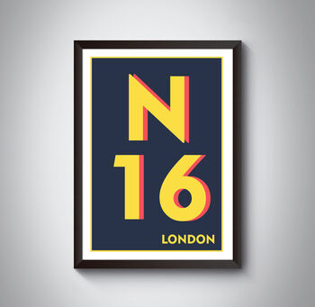 N16 Stoke Newington London Postcode Typography Print, 9 of 11