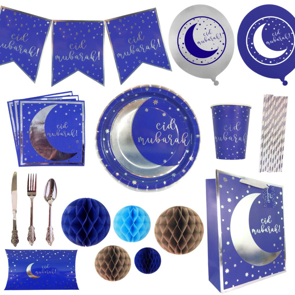 Blue And Silver Eid Party In A Box Decorations, 1 of 12