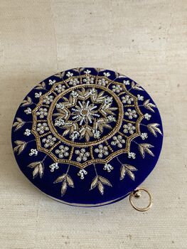 Royal Blue Velvet Bangle Clutch Bag, 3 of 8