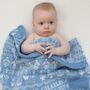 Personalised Lambswool People Baby Blanket In Blue, thumbnail 1 of 6