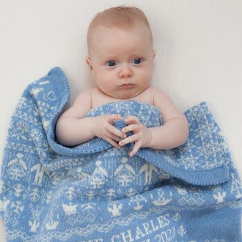 Personalised Lambswool People Baby Blanket In Blue, 6 of 6