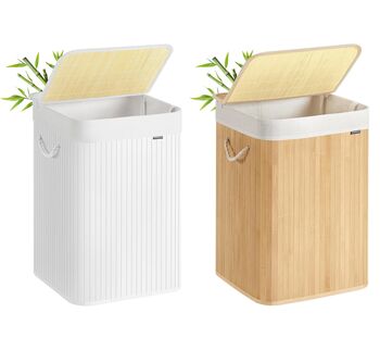 Foldable Bamboo Laundry Basket With Lid, 6 of 6
