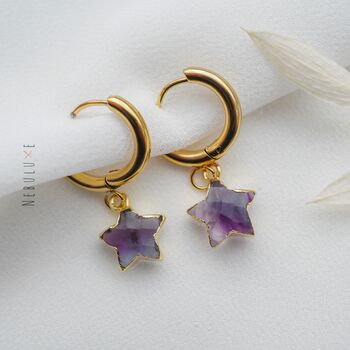 Fluorite Star Hoop Earrings, 4 of 10