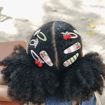 Cherry Kiss Stripy Clips, 3 of 4