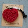 Personalised Crochet Heart Keyring Gift, thumbnail 1 of 9