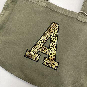 Personalised Leopard Print Initial Tote Bag, 6 of 7