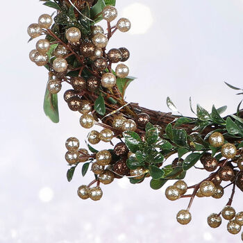 Woodland Berry Sparkle LED Christmas Wreath, 5 of 5