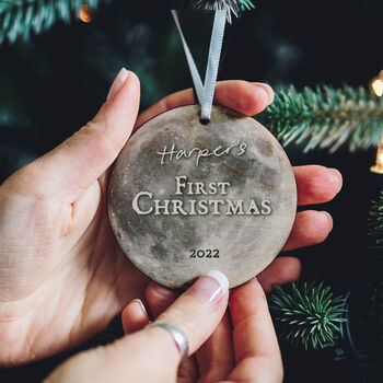 Baby's First Christmas Personalised Moon Phase Bauble, 2 of 6