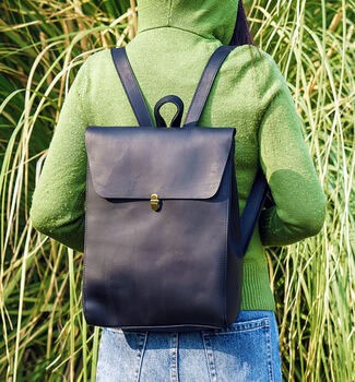Minimalist Genuine Slim Leather Backpack, 10 of 10