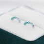 Ombre Emerald Green Cz Curved Bar Stud Earrings, thumbnail 2 of 11