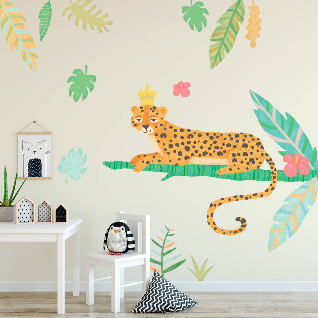 Leopard Tropical Jungle Fabric Wall Decal Set