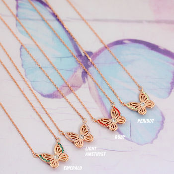 Butterfly Birthstone Necklace, 4 of 9