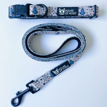 Space Stars Moon Puppy Dog Collar And Lead Set, 3 of 5