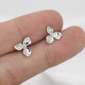 Sterling Silver Hydrangea Flower Stud Earrings, 3 of 10