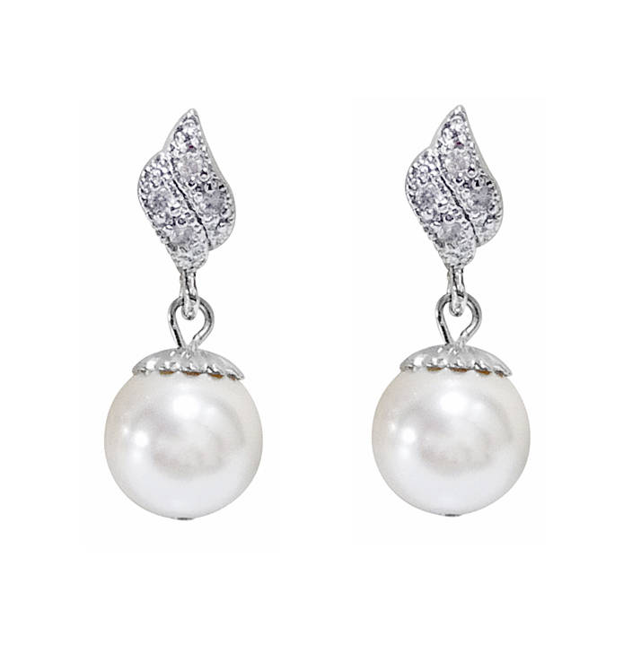 cubic zirconia pearl drop earrings by katherine swaine ...