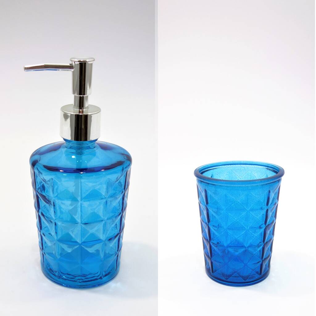 Recycled Glass Bathroom Set Two | Four Jewel Colours, 1 of 3