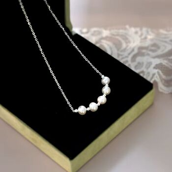 Gaia White Ivory Silver Pearl Row Jewel Gift Necklace, 2 of 7