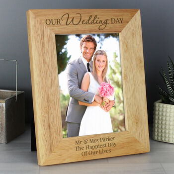 Personalised Our Wedding Day 5x7 Wooden Photo Frame, 2 of 5