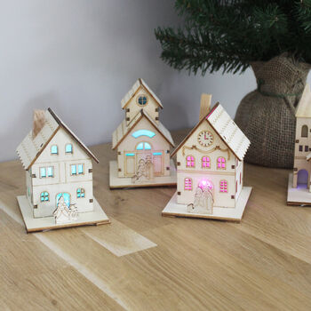 Set Of Two Mini Wooden LED Houses, 2 of 6
