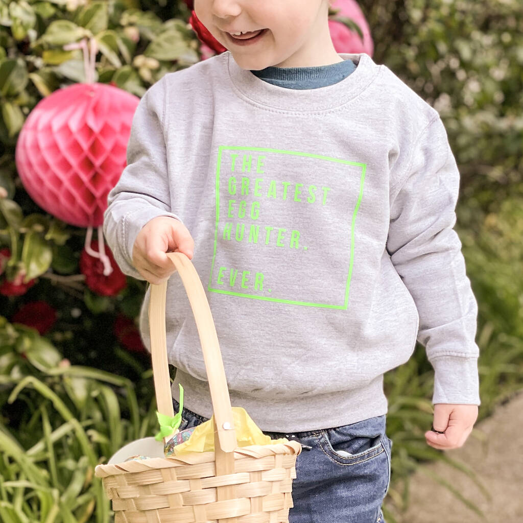 'The Greatest Egg Hunter' Children's Jumper Sweatshirt, 1 of 9