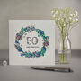 Handmade Floral Crystal 50th Birthday Card, thumbnail 1 of 1