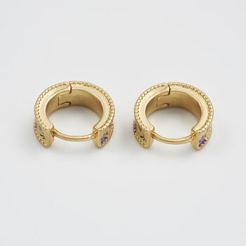 Gold Folksy Floral Huggie Earrings, 4 of 8