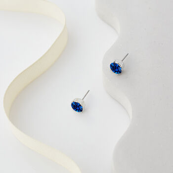 Sapphire Blue Swarovski Crystal Stud Earrings, 2 of 5