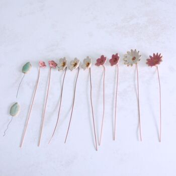 Fuchsia, White And Gold Ceramic Flower Bouquet, 5 of 12