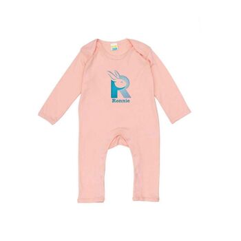 Personalised Organic Alphabet Romper Pink, 2 of 7