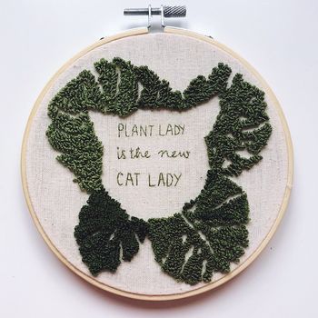 Plant Lady Is The New Cat Lady Embroidery Hoop, 2 of 6