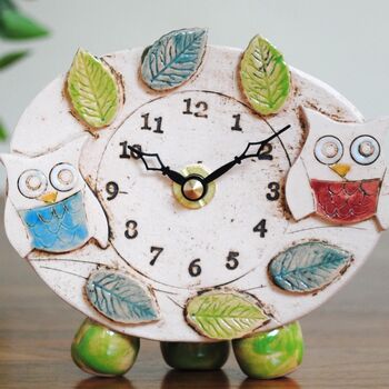 Owls And Leaves Small Mantel Clock, 3 of 8