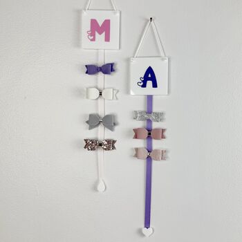 Girls Personalised Initial Heart Hair Bow Holder 24 Colours, 3 of 7