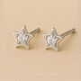 Girls Twinkling Sterling Silver Star Stud Earrings, thumbnail 1 of 5