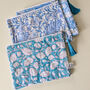 Quilted Block Print Pouches, Fair Trade Zipper Purses Ethically Handmade In India, thumbnail 4 of 10