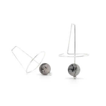 Labyrinth No.One Geometric Earrings With Semi Precious Stone, 3 of 9