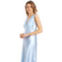 English Made Blue Long Satin Nightdress With Lace, thumbnail 3 of 4