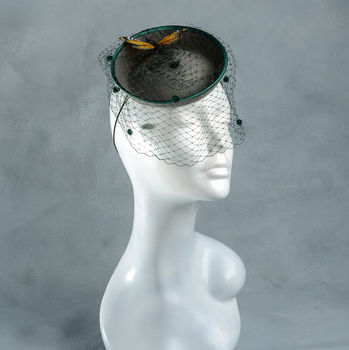Green Birdcage Veil Butterfly Hat, 6 of 10