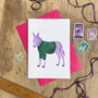 Purple Donkey Illustrated Blank Greeting Card, thumbnail 1 of 11